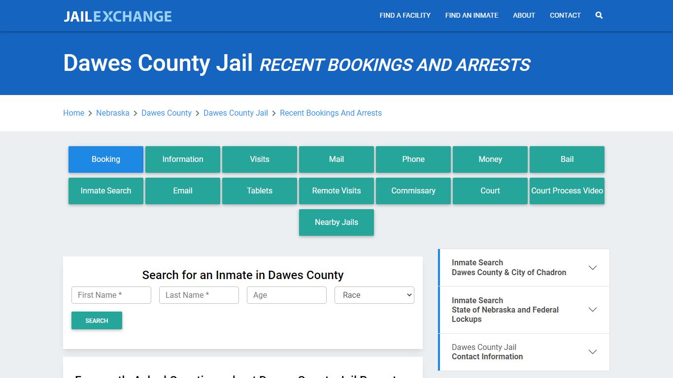 Dawes County Jail Recent Bookings And Arrests - Jail Exchange