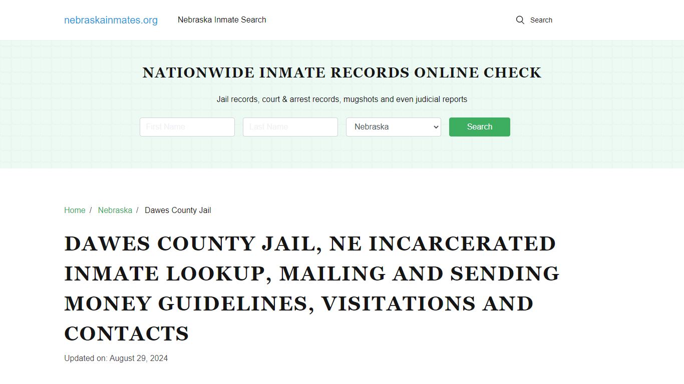 Dawes County Jail, NE: Offender Locator, Visitation & Contact Info