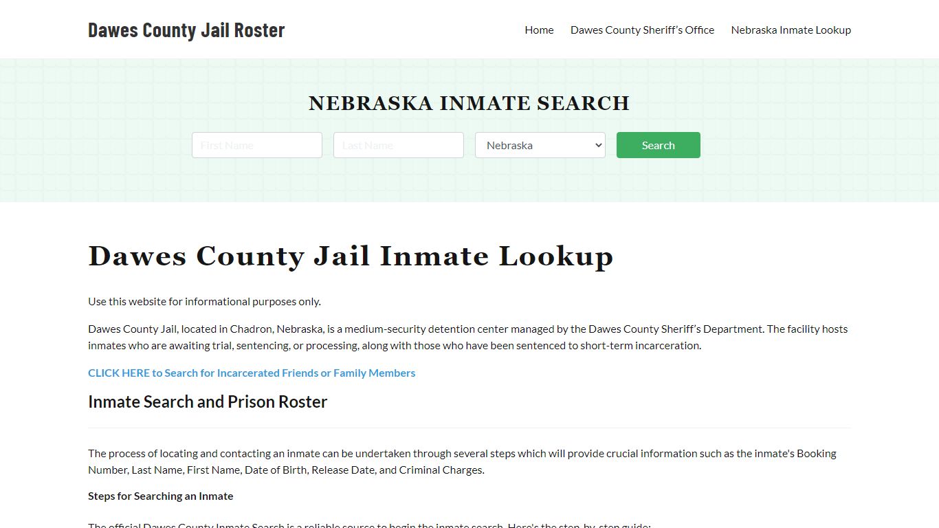 Dawes County Jail Roster Lookup, NE, Inmate Search