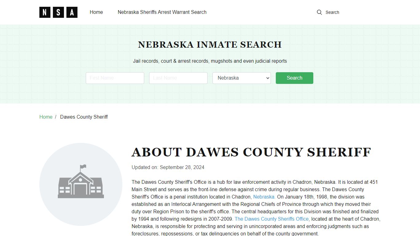 Dawes County Sheriff, Nebraska and County Jail Information